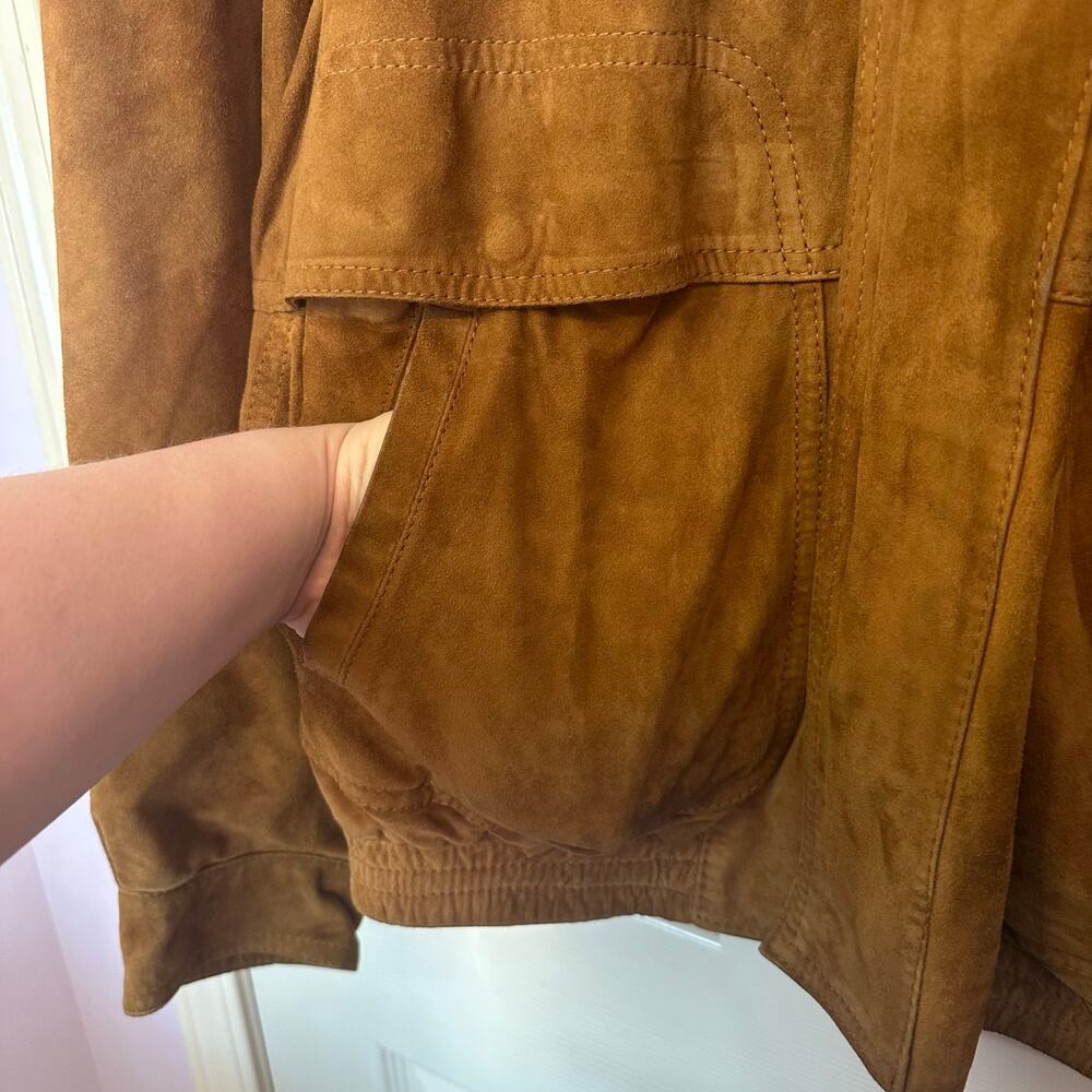 Bally VTG Men’s 100% Real Leather Suede Bomber Jacket Size 42 Brown Italy Made - Picture 4 of 14